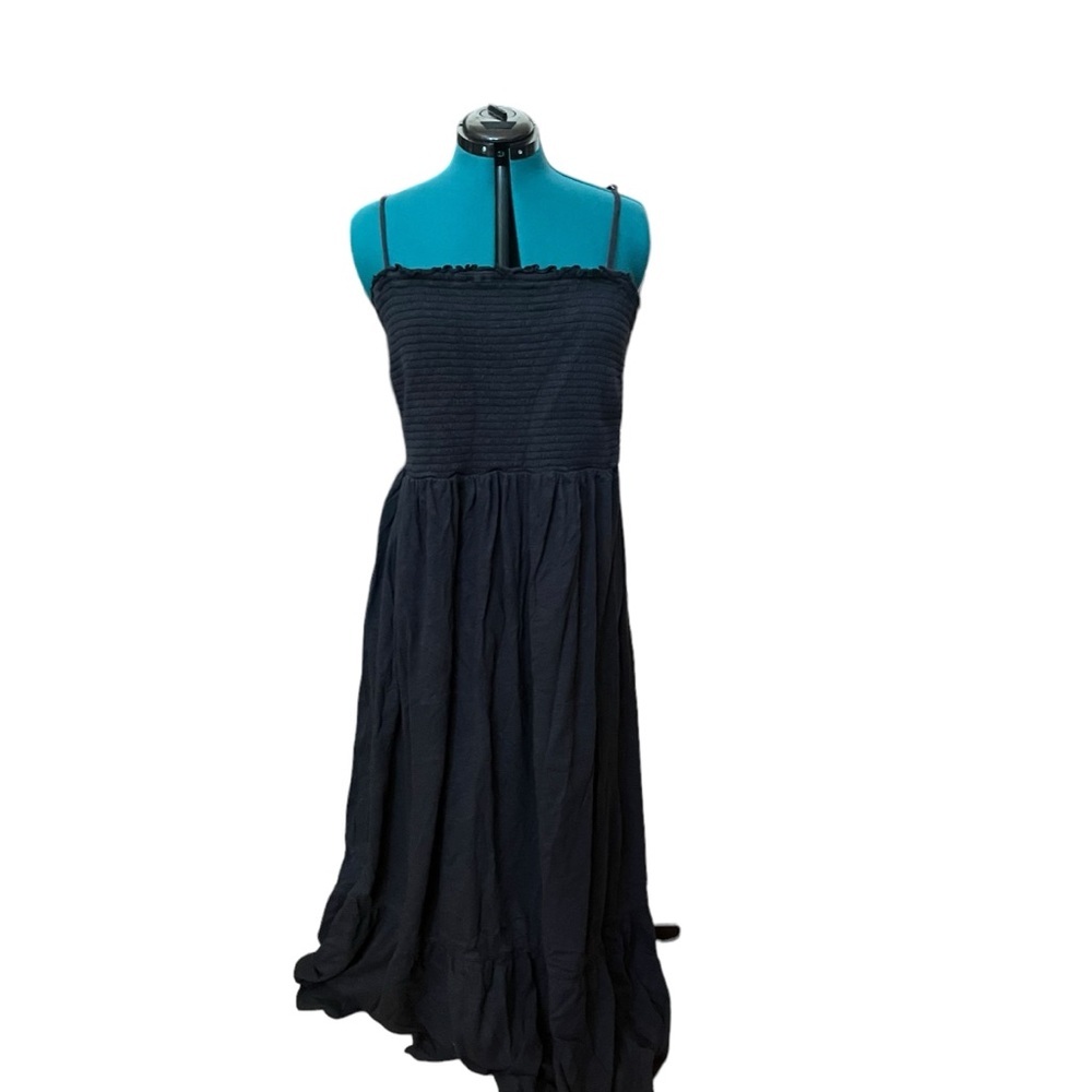Anthropologie Black Classic Spaghetti Strap Maxi Dress A23